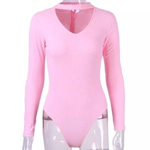 Cotton Candy Pink Choker Bodysuit